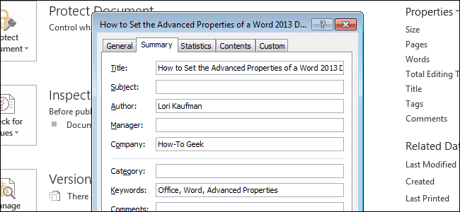 How to Set Advanced Document Properties in Word